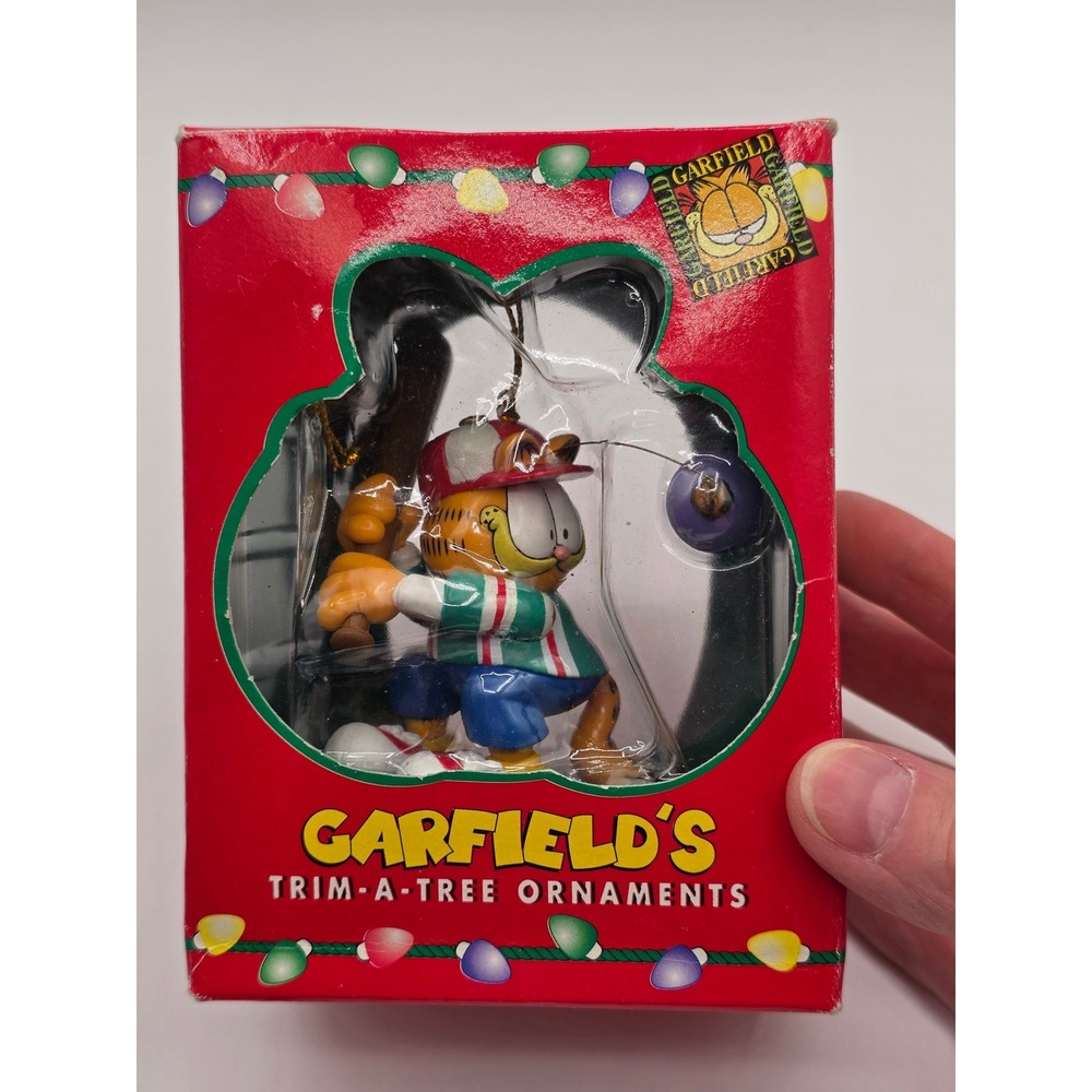 Vintage 1996 Garfield Baseball Christmas Ornament Trim-A-Tree New in Box PAWS